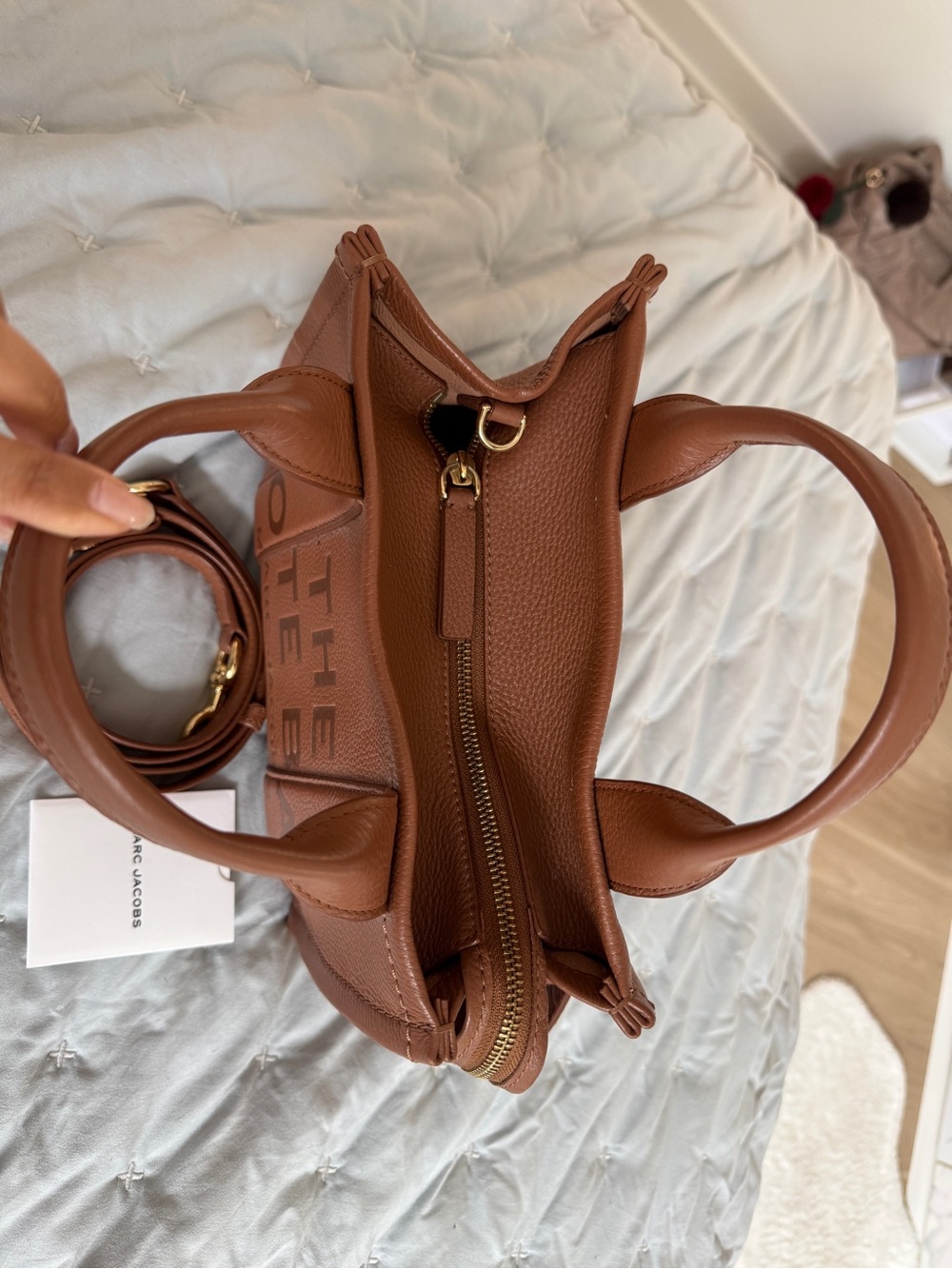 Marc Jacobs Brown Pebbled Leather Small Tote with Detachable Crossbody Strap - Picture 3 of 6